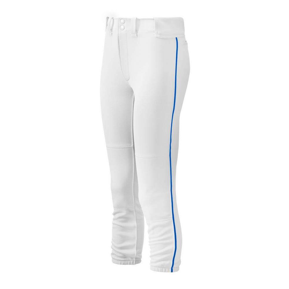 Womens Mizuno Belted Piped Softball Pants White/Royal Philippines (TOBZJG728)